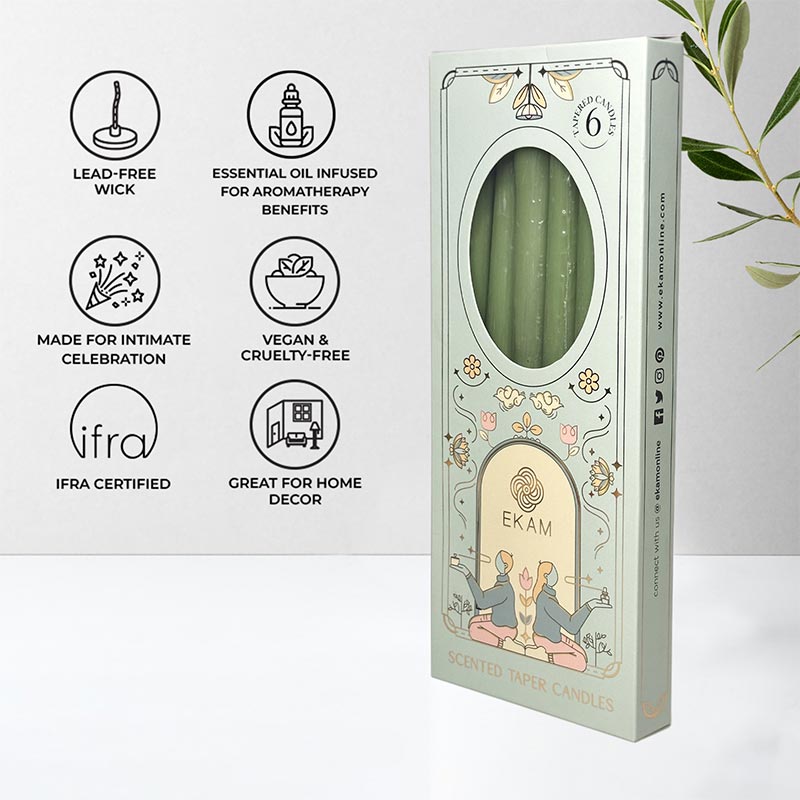 Pack of 6 Scented Taper Candles– Jasmine & Freesia