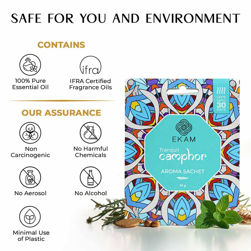 Combo Pack of 10 Tranquil Camphor Scented Sachets