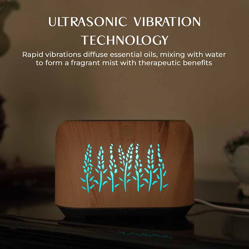 YX 1816 Lightwood with Grey Base Flame Aroma Diffuser