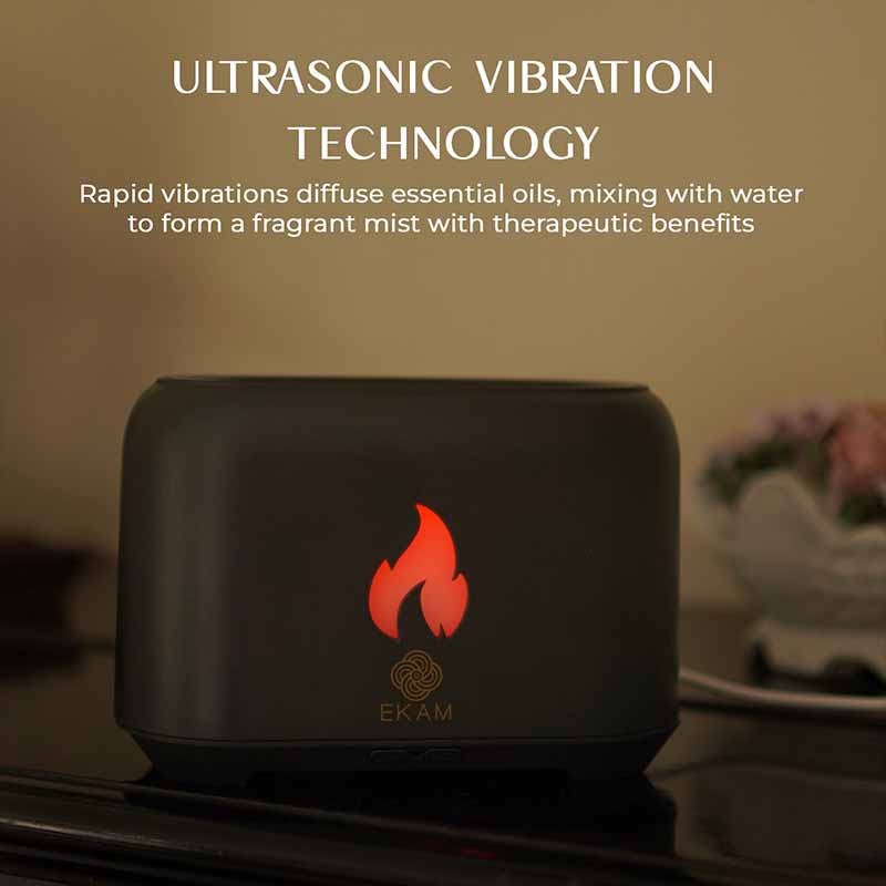 YX 1807 Dark Grey Wooden Flame Aroma Diffuser