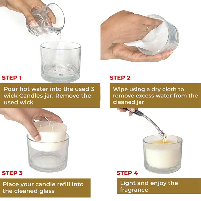 Jasmine Scented 3 Wick Candle Jar and Lemongrass Scented 3 Wick Refill Candle Combo