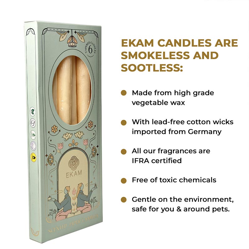 Pack of 6 Scented Taper Candles– Cedar & Mahogany