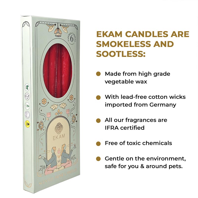Pack of 6 Scented Taper Candles– Rose & Lily