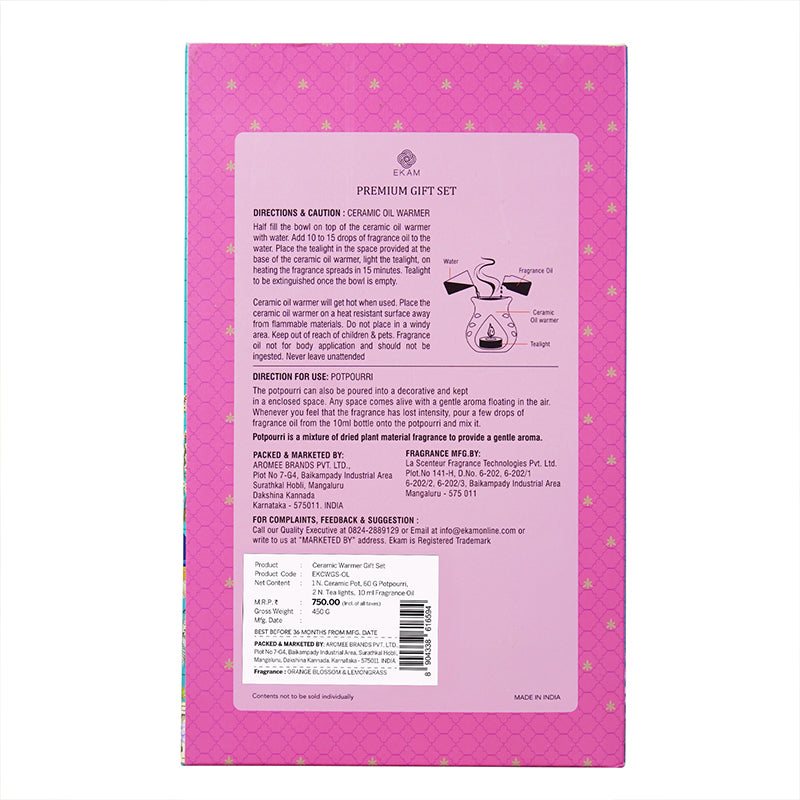 Orange Blossom & Lemongrass Ceramic Oil Warmer & Potpourri Gift Set