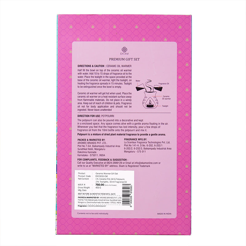 Cedar & Mahogany Ceramic Oil Warmer & Potpourri Gift Set