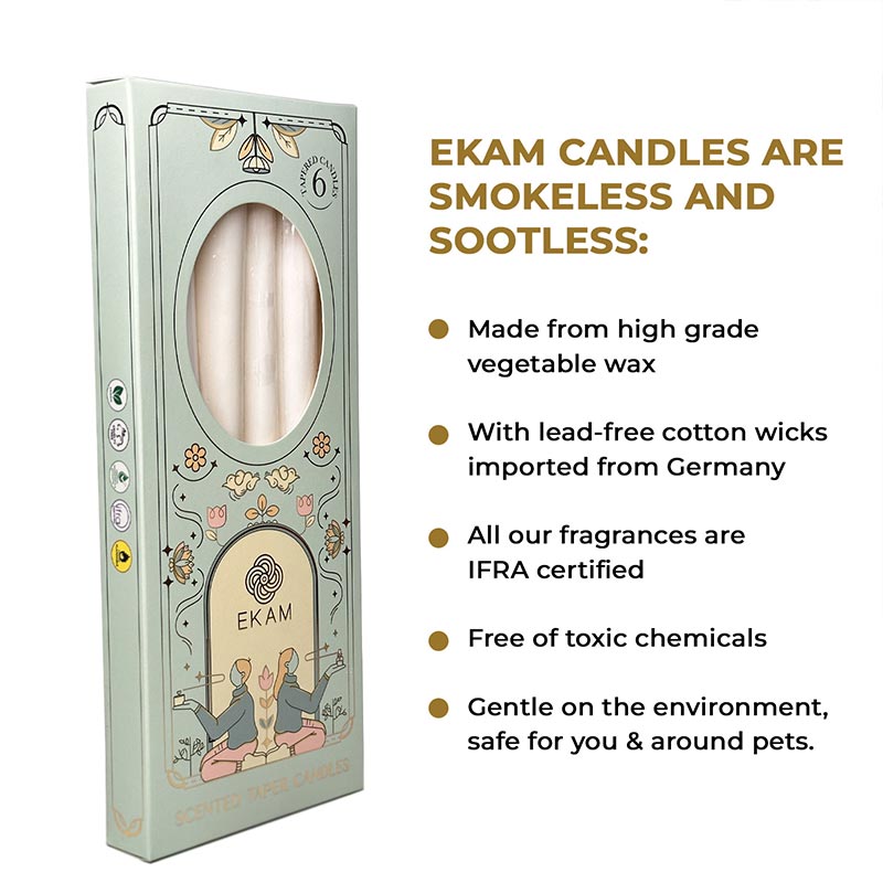 Pack of 6 Scented Taper Candles– Lavender & Sandalwood