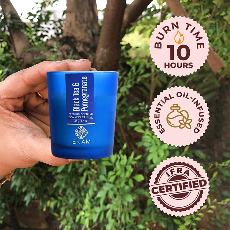 Black Tea & Pomegranate Shot Glass Scented Candle