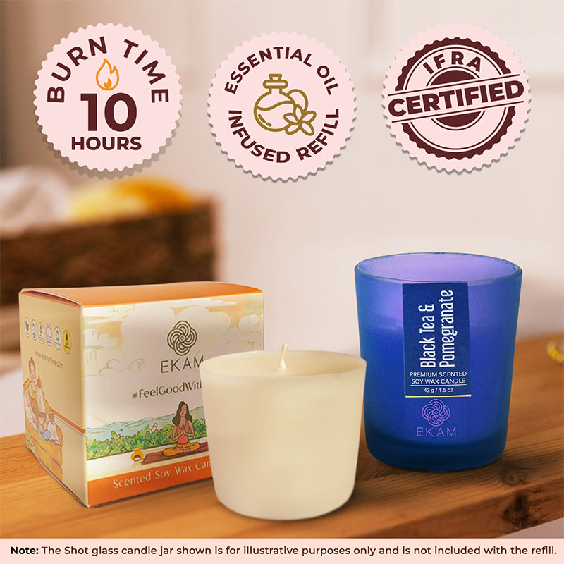 Black Tea & Pomegranate Scented Shot Glass Refill Candle