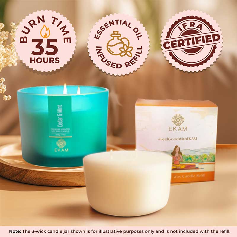 Cedar & Mint Scented 3 Wick Refill Candle