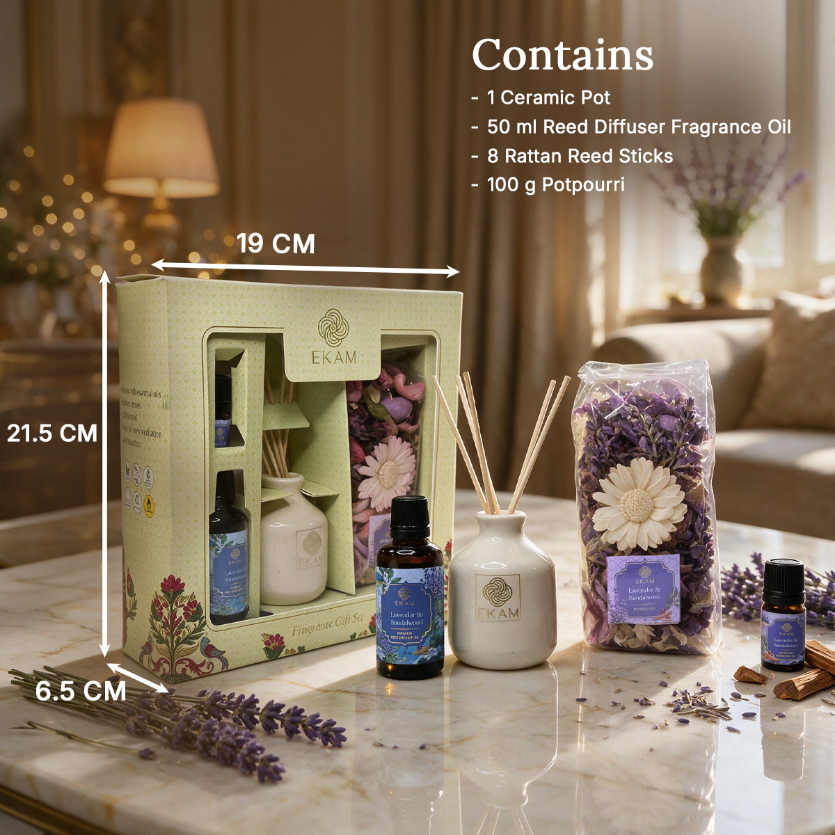 Lavender & Sandalwood Reed Diffuser & Potpourri Gift Set