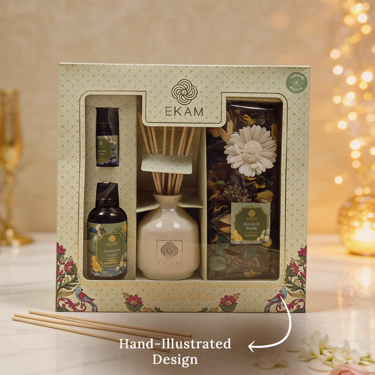 Jasmine & Freesia Reed Diffuser & Potpourri Gift Set
