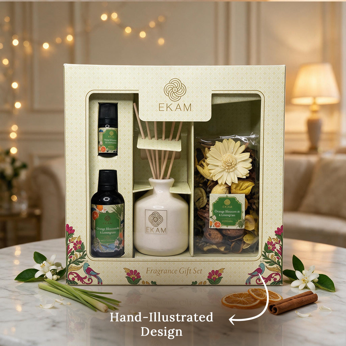 Orange Blossom & Lemongrass Reed Diffuser & Potpourri Gift Set