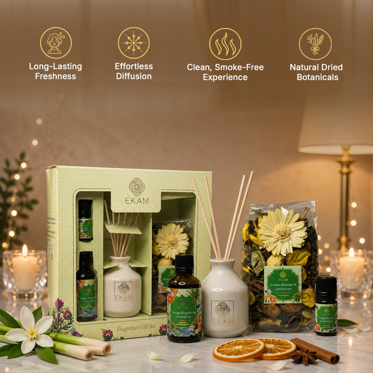 Orange Blossom & Lemongrass Reed Diffuser & Potpourri Gift Set