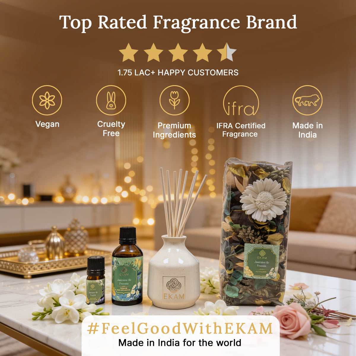 Jasmine & Freesia Reed Diffuser & Potpourri Gift Set