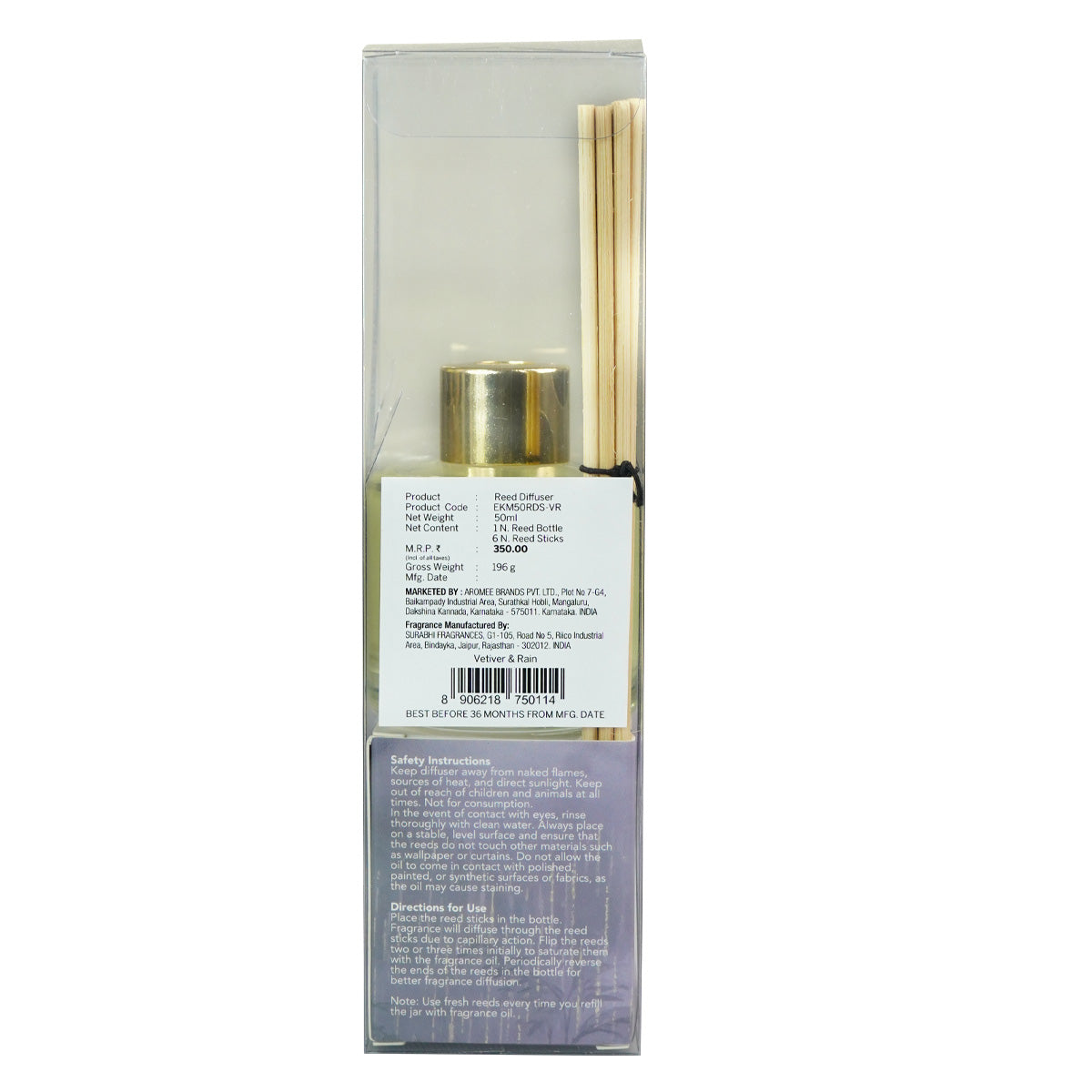 VETIVER & RAIN REED DIFFUSER - 50ml