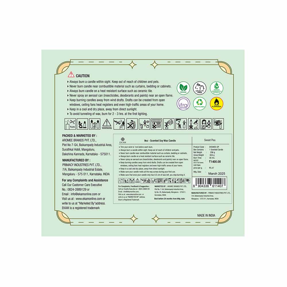 Sweet Pea 3 Wick Scented Candle