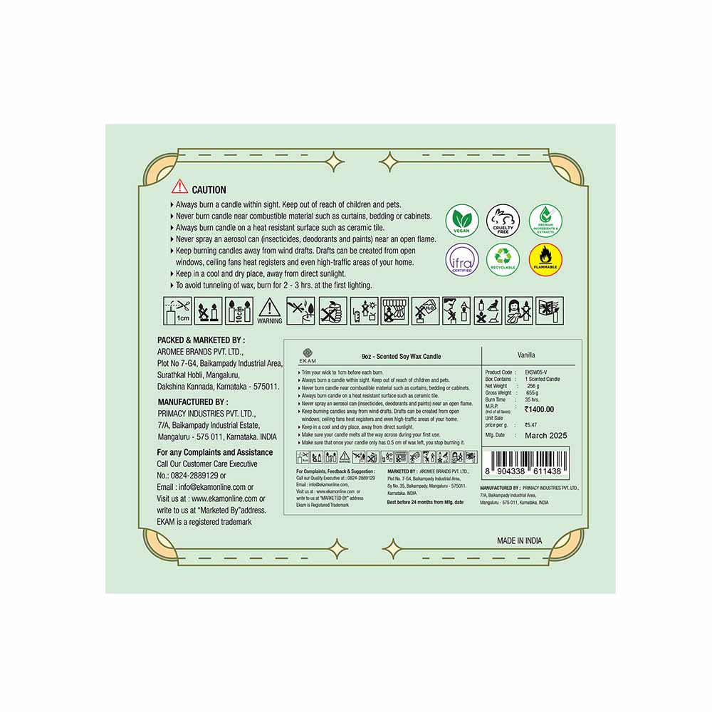 Vanilla 3 Wick Scented Candle