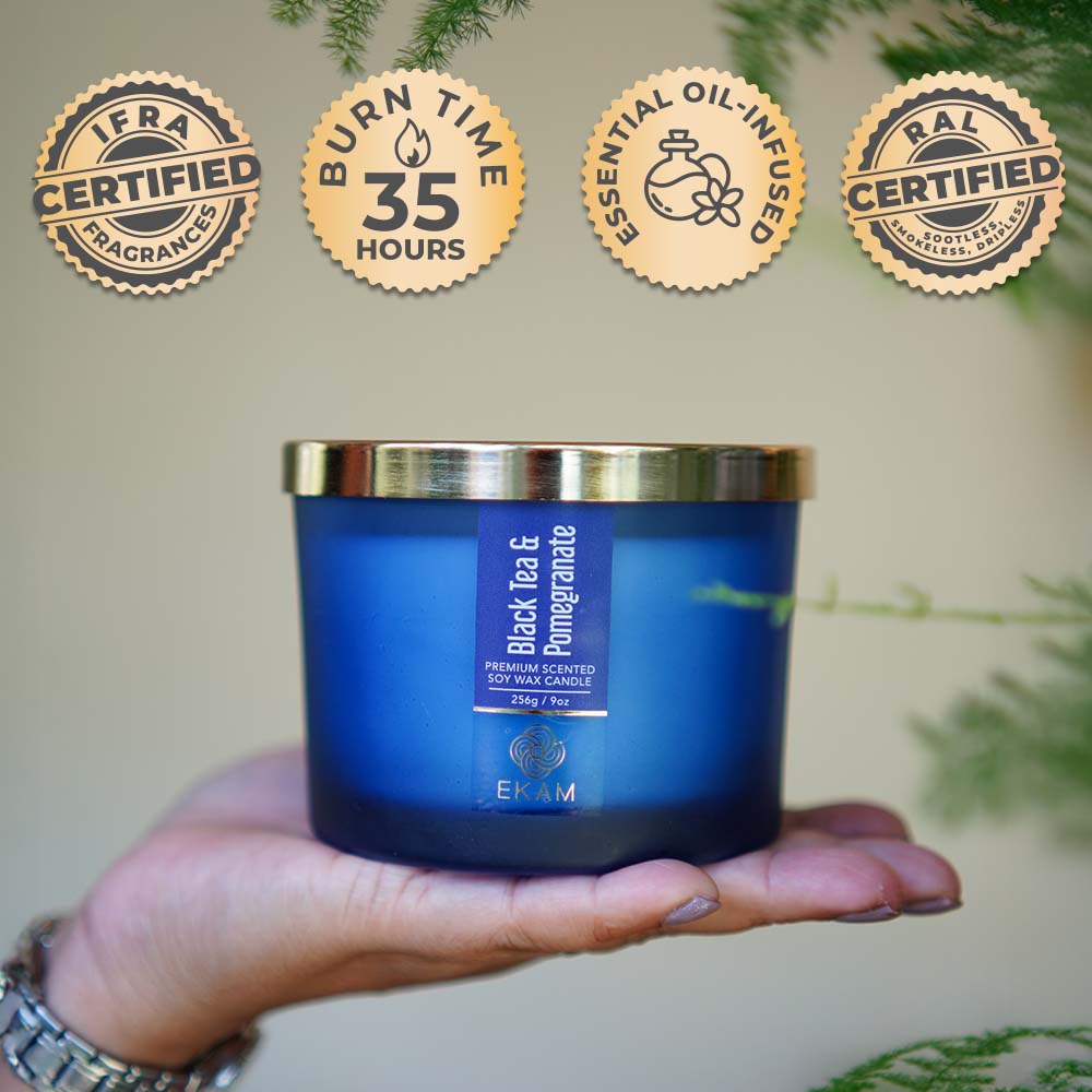 Black Tea & Pomegranate 3 Wick Scented Candle