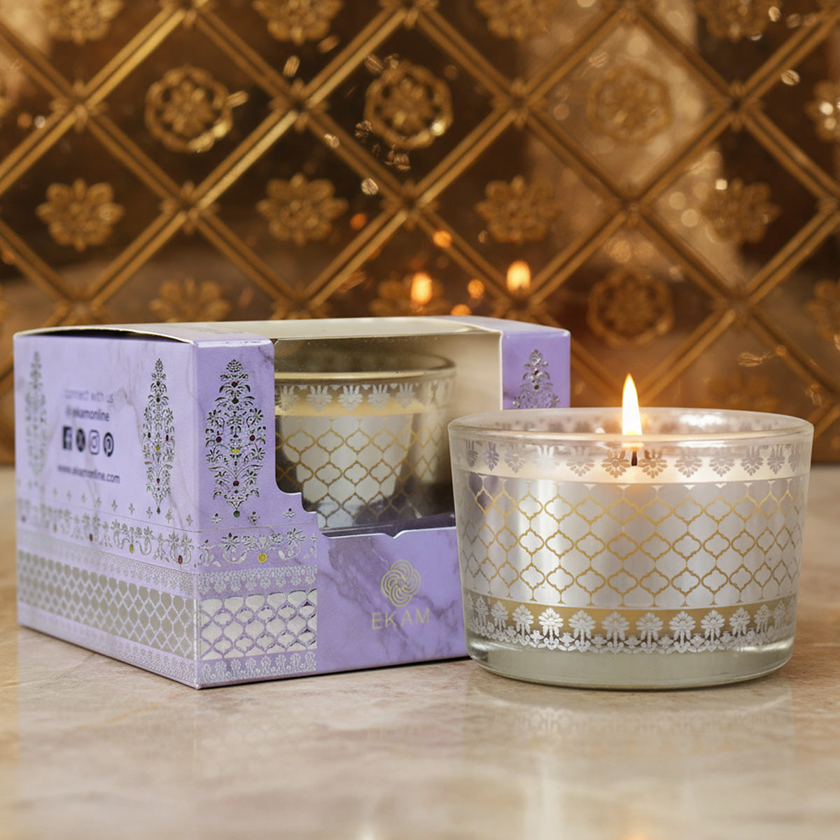 Mahogany Scented Bowl Candle, 85 g| Festive Sheesh Mahal Collection, 2025-26