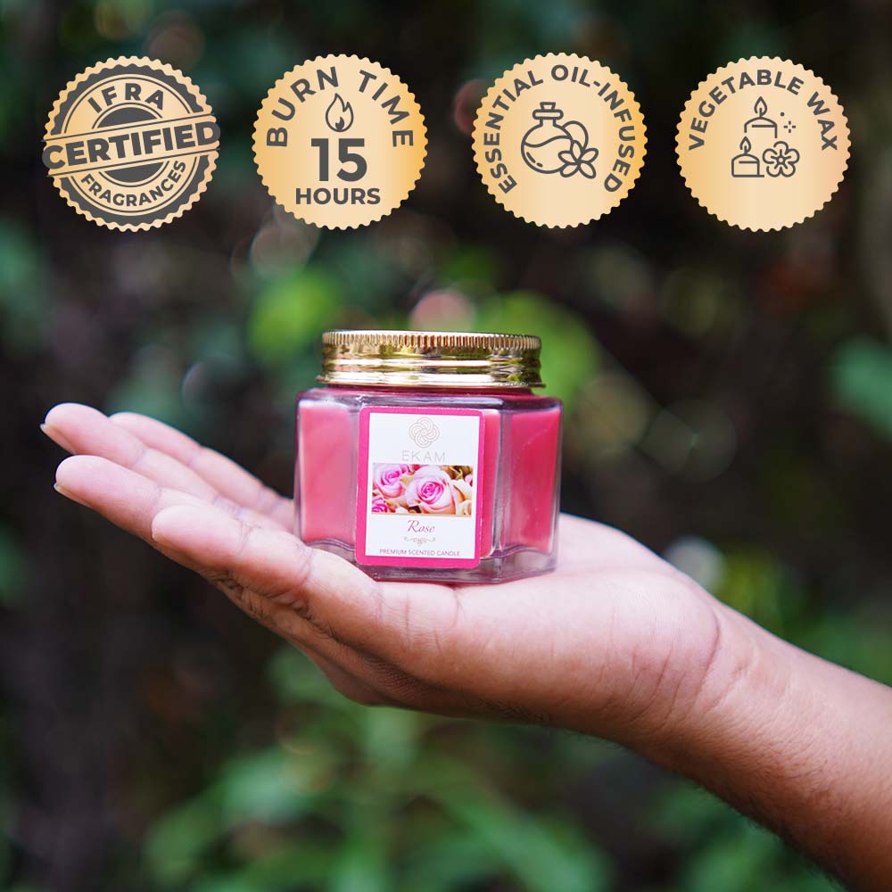 Rose Hexa Jar Scented Candle