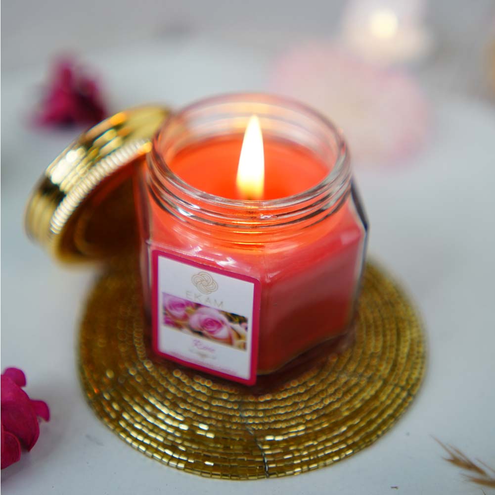 Rose Hexa Jar Scented Candle