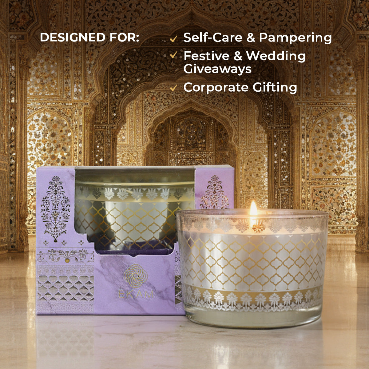 Mahogany Scented Bowl Candle, 85 g| Festive Sheesh Mahal Collection, 2025-26