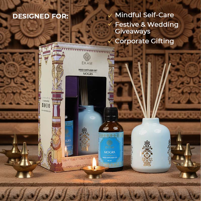 Mogra Reed Diffuser Gift Set| Festive Stone Palace Collection, 2025-26