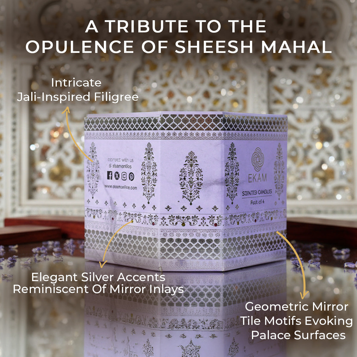 Pack of 4 Scented Votive Candles| Lavender, Mahogany| Festive Sheesh Mahal Collection, 2025-26