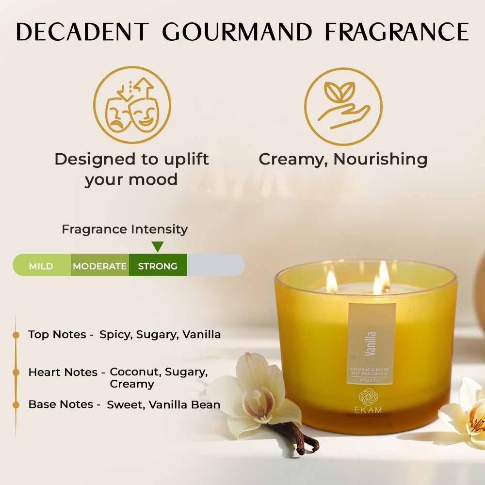 Vanilla 3 Wick Scented Candle