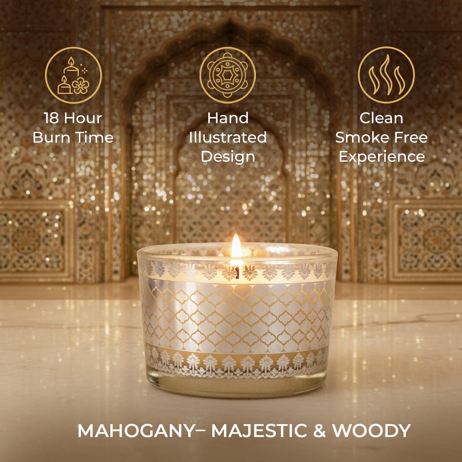 Mahogany Scented Bowl Candle, 85 g| Festive Sheesh Mahal Collection, 2025-26