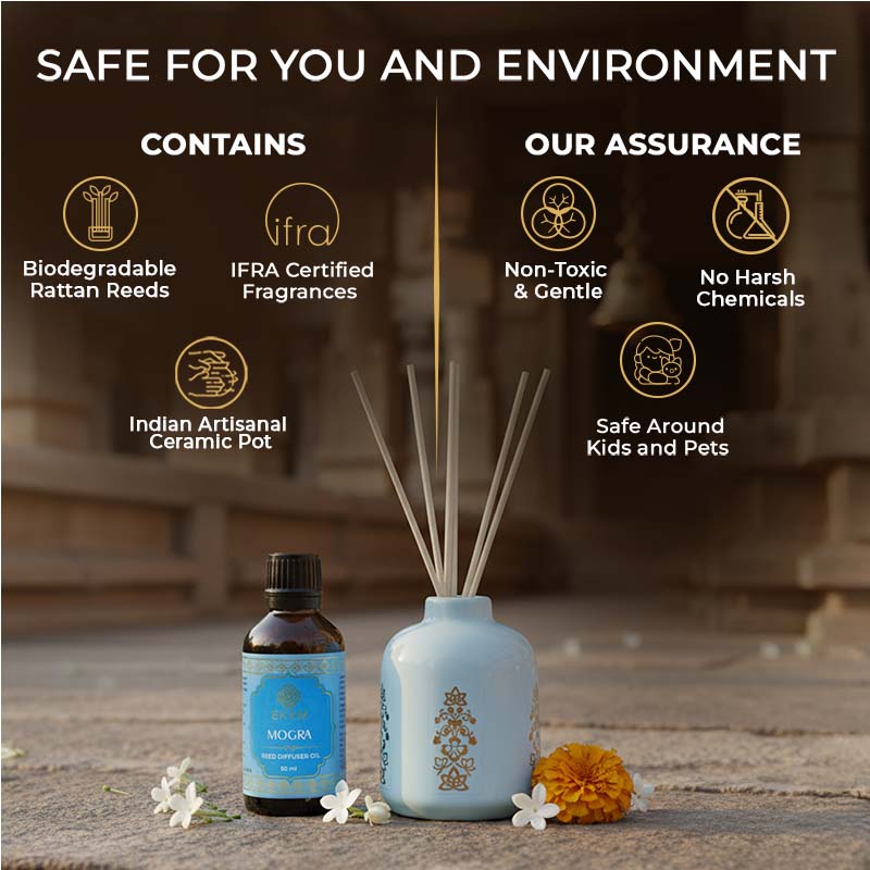 Mogra Reed Diffuser Gift Set| Festive Stone Palace Collection, 2025-26