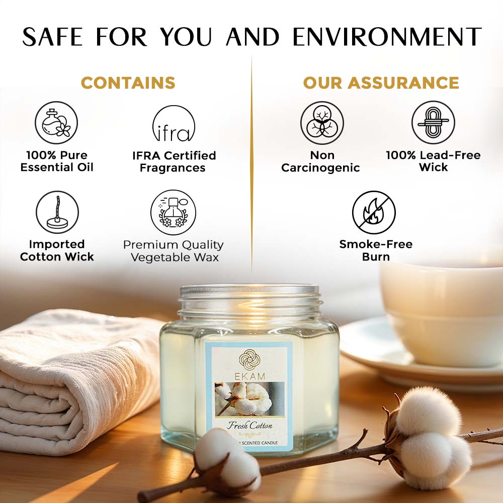 Fresh Cotton Hexa Jar Scented Candle