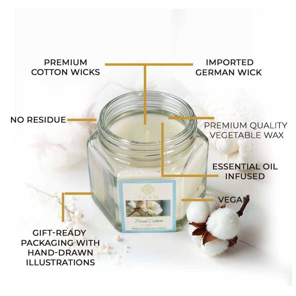 Fresh Cotton Hexa Jar Scented Candle