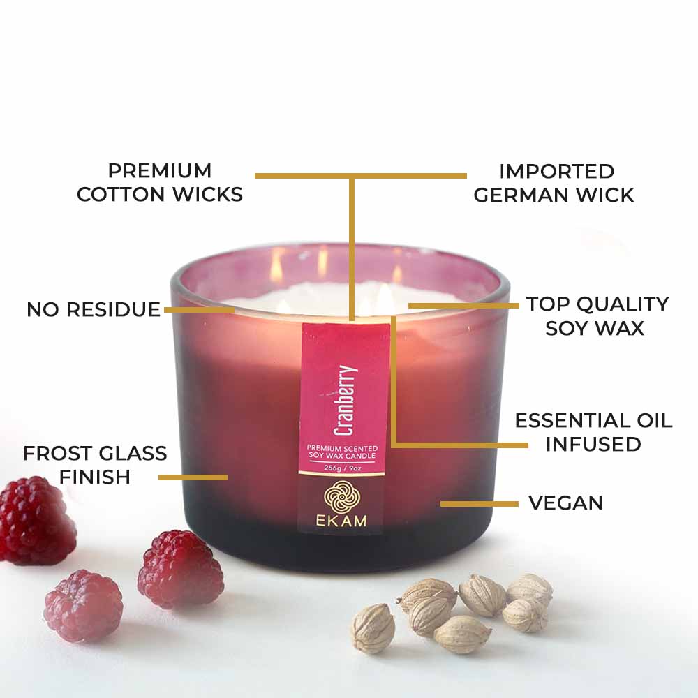 Cranberry 3 Wick Scented Candle