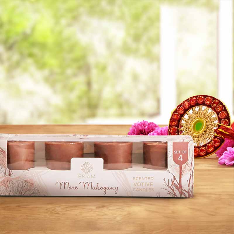 Mahogany Votive Candles Set (4 Pack)