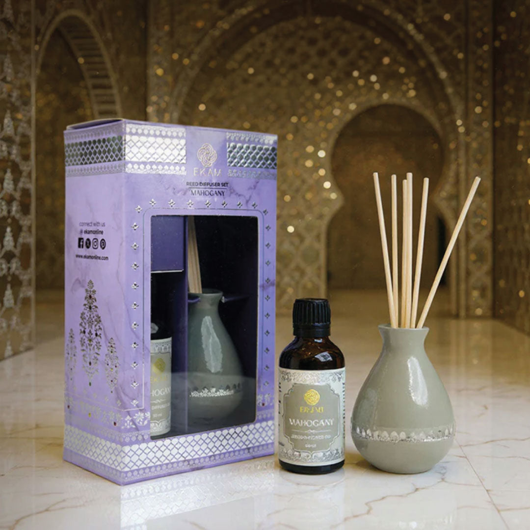 Mahogany Scented Reed Diffuser Set | Festive Sheesh Mahal Collection, 2025-26