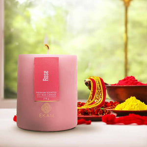 Rose Pillar Scented Candle