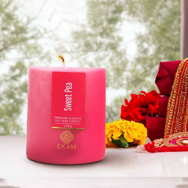 Sweet Pea Pillar Scented Candle