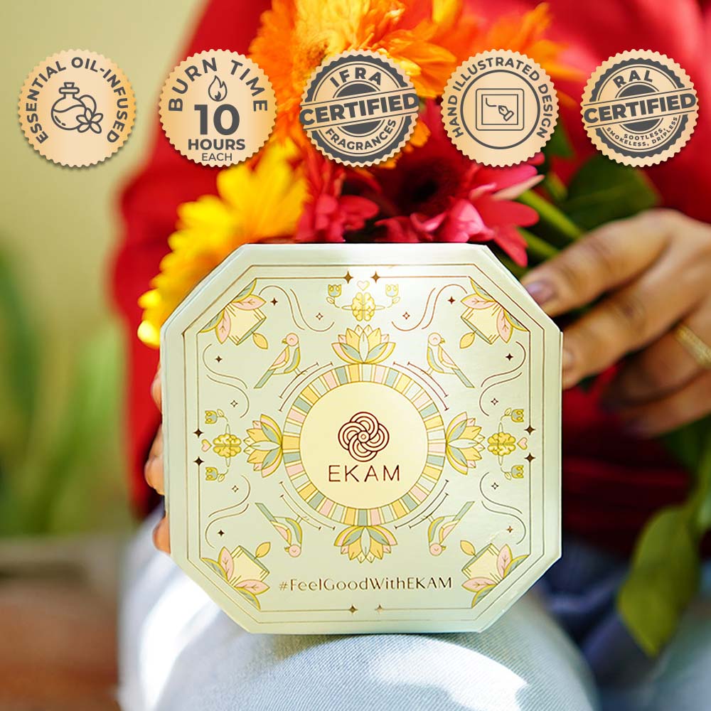 Pack of 4 Shot Glass Scented Candles – Mahogany, Lavender, Rose, Vanilla