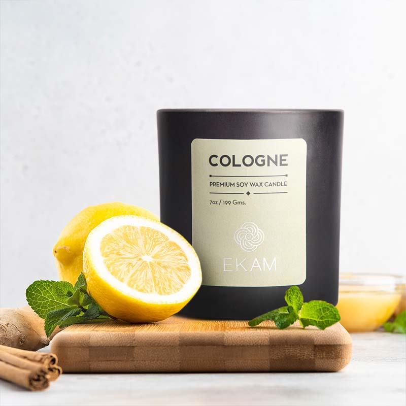 Cologne Premium Soy Wax Candle, Manly Indulgence Series
