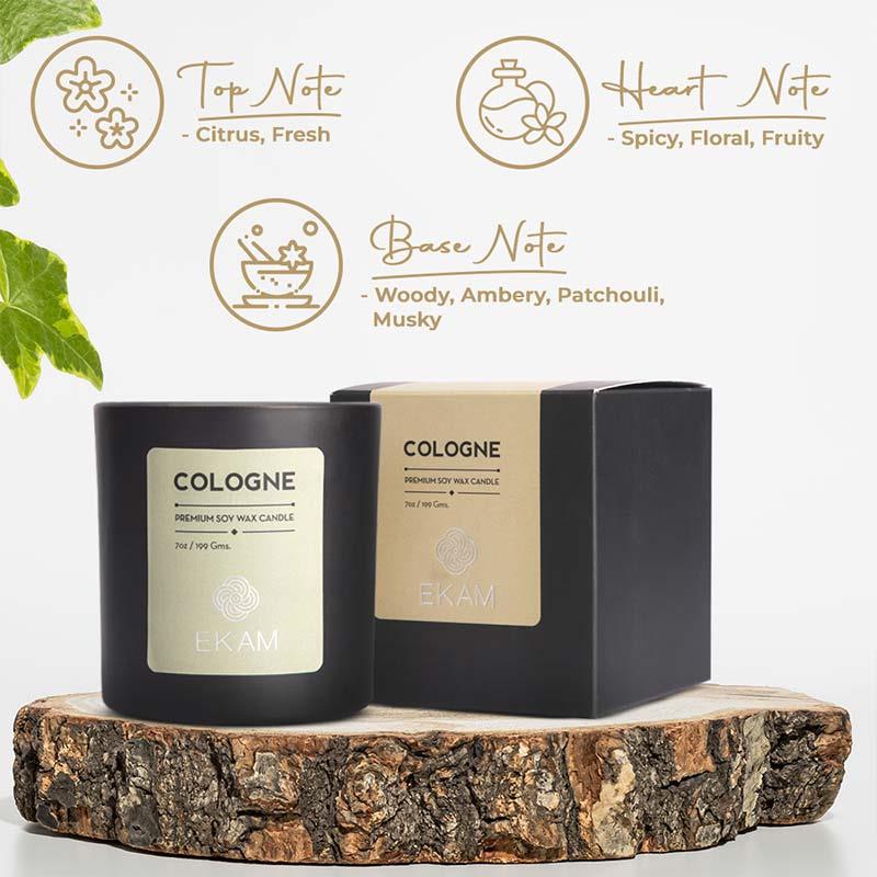 Cologne Premium Soy Wax Candle, Manly Indulgence Series