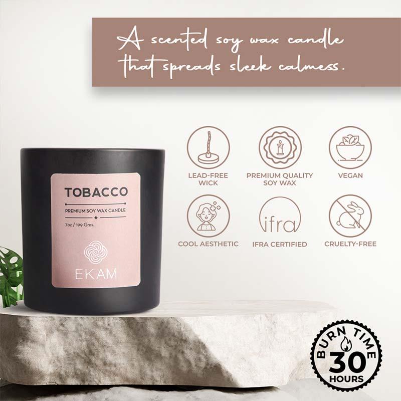 Tobacco Premium Soy Wax Candle, Manly Indulgence Series