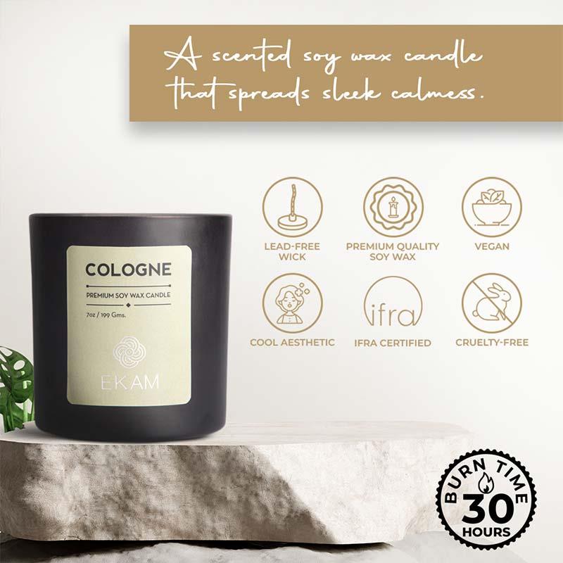Cologne Premium Soy Wax Candle, Manly Indulgence Series