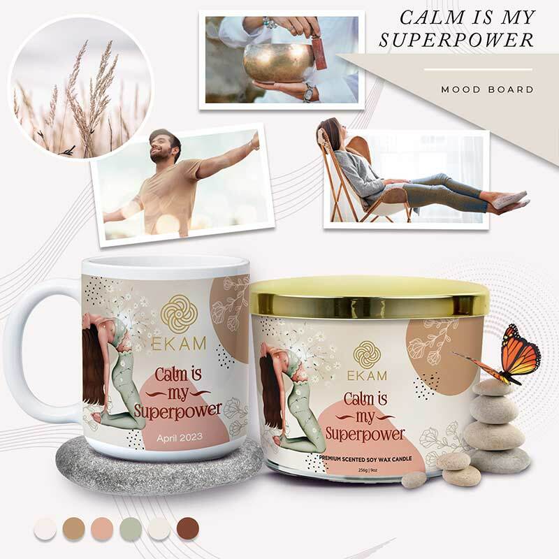 CALM IS MY SUPERPOWER SCENTED 3 WICK CANDLE WITH A FREE PRINTED MUG