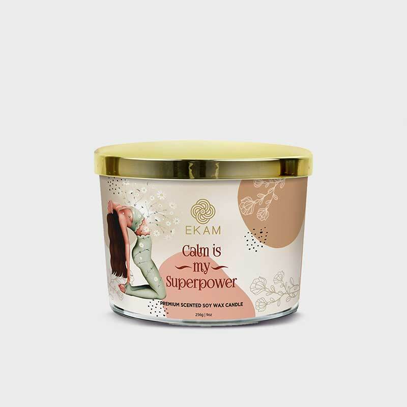 CALM IS MY SUPERPOWER SCENTED 3 WICK CANDLE WITH A FREE PRINTED MUG