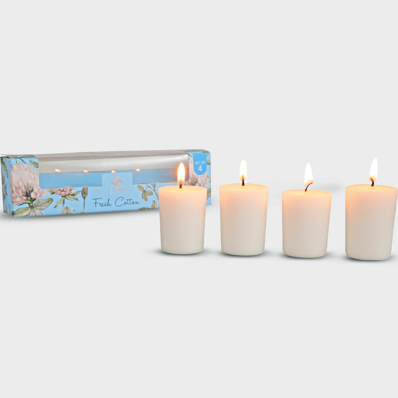 Fresh Cotton Votive Candles Set (4 Pack)