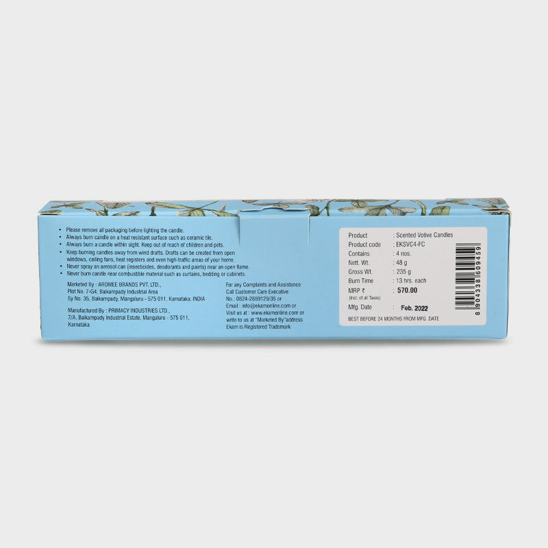 Fresh Cotton Votive Candles Set (4 Pack)