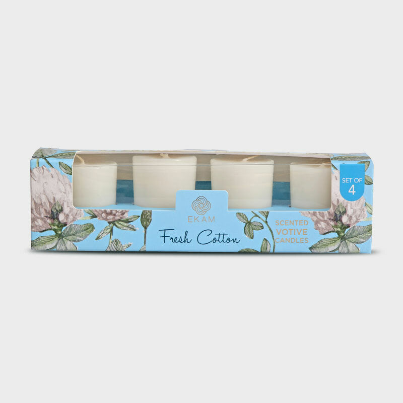 Fresh Cotton Votive Candles Set (4 Pack)