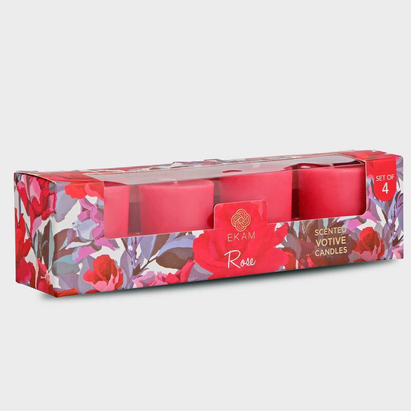 Rose Votive Candles Set (4 Pack)