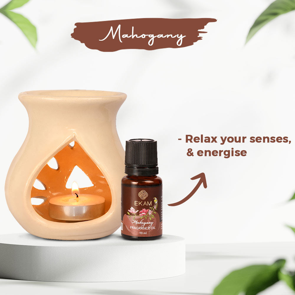 Mahogany Ceramic Oil Warmer Set, Core Range
